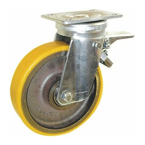 Roulette industrielle Pivotant avec frein Guitel Hervieu, Acier galvanisé, Ø 150mm, 700kg ( Prix pour 1 )