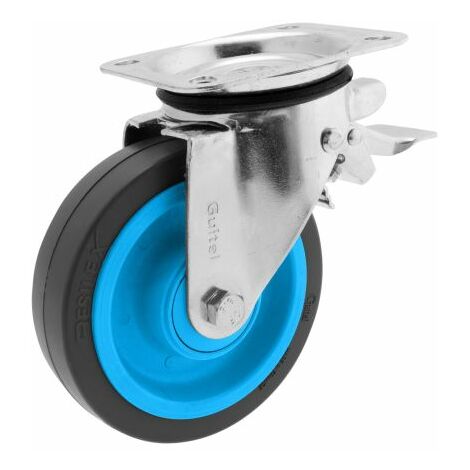 Roulette industrielle Pivotant avec frein Guitel Hervieu, Acier galvanisé, Ø 160mm, 350kg ( Prix pour 1 )