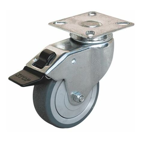 Roulette industrielle Pivotant avec frein Guitel Hervieu, Acier galvanisé, Ø 75mm, 50kg ( Prix pour 1 )