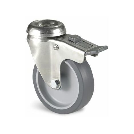 Roulette industrielle Pivotant avec frein Guitel Hervieu, inox, Ø 75mm, 60kg ( Prix pour 1 )