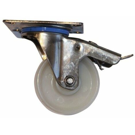 Roulette Inox Polyamide Blancpivotante Diam  125 H  155