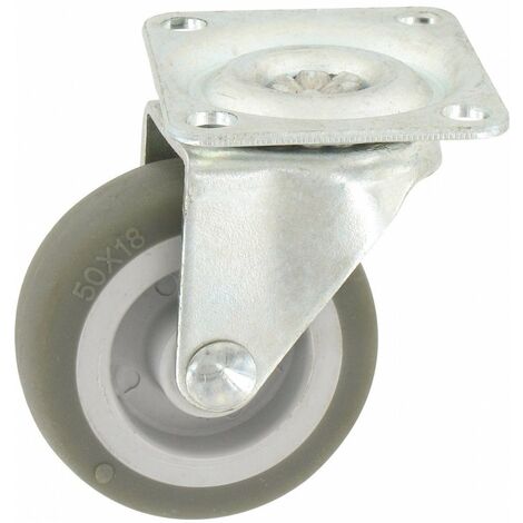 Roulette Mini Roll à Platine Pivotante Roue Plastex Gris 62 X 50