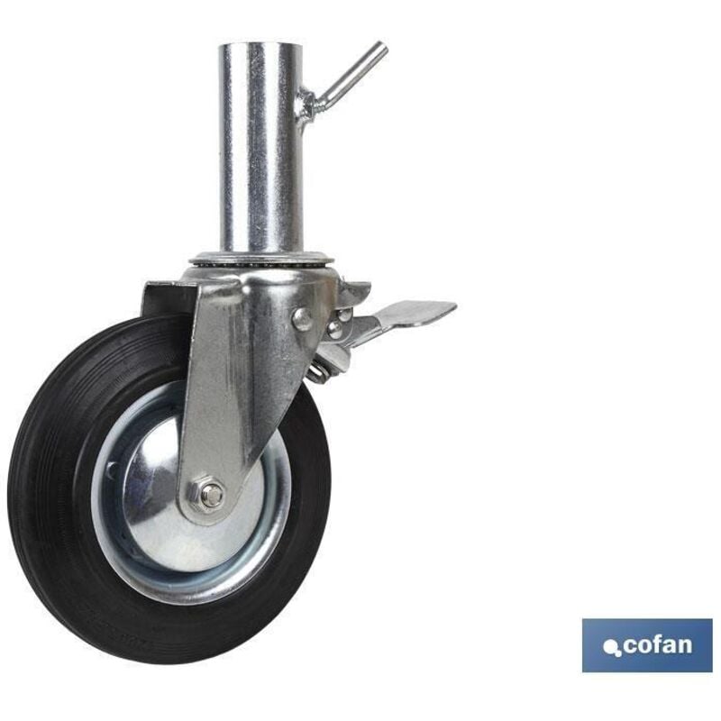 Cofan - Roue pivotante d'échafaudage avec frein tube femelle 200 x 46 mm
