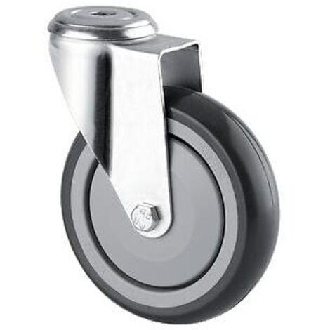 Roulette œil-trou pivotante avec frein AVL 75 mm caoutchouc gris