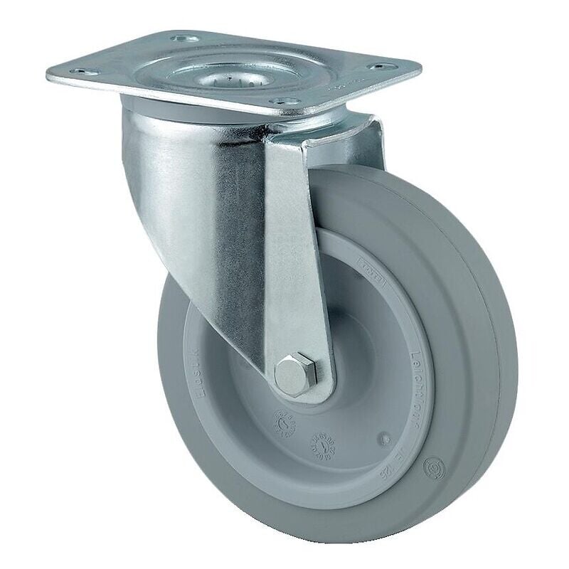 Tente - Roulette pivotante 3470UFR, chape acier zingué embouti, roue polyamide à bandage caoutchouc élastique non tachant D125mm
