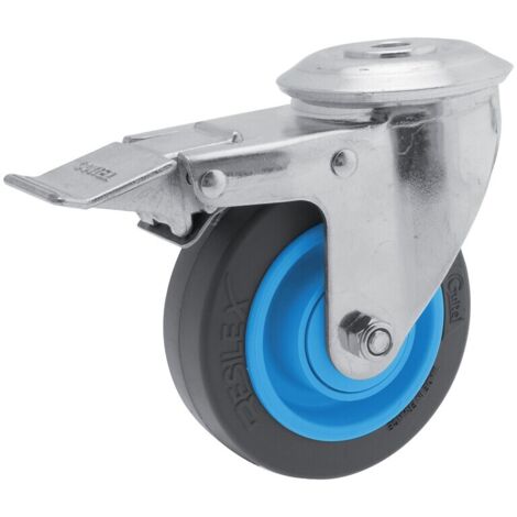 Roulette pivotante à blocage à oeil roue Résilex® pour charges moyennes - Gemroll. diamètre 100 mm. charge 150 kg - GUITEL-POINT M
