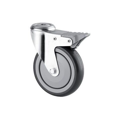 Roulette pivotante à blocage fixation à oeil roue polypropylène pour collectivités, diamètre 100 mm, charge 70 kg, type 1677 PIP - Tente