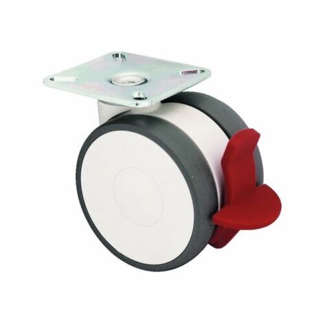 Roulette pivotante à blocage polyamide fixation à platine type 5925 UAP. Ø 75 mm. charge 80 kg - TENTE SAS