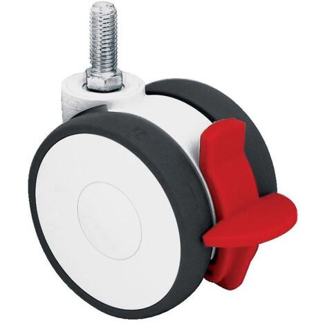 Roulette pivotante à blocage polyamide fixation à tige filetée type 5925 UAP, Ø 75 mm, charge 80 kg - Tente