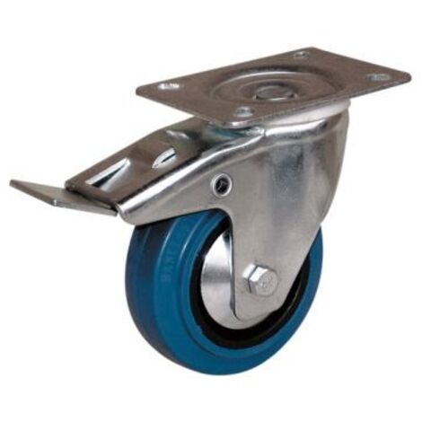Roulette pivotante à blocage sur platine manulastic bleu charges moyennes Port Roll. diamètre 125 mm. charge 150 kg - GUITEL-POINT M