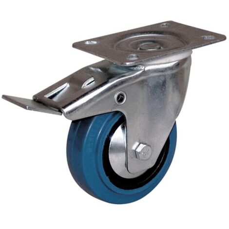 Roulette pivotante à blocage sur platine manulastic bleu charges moyennes Port Roll. diamètre 80 mm. charge 80 kg - GUITEL-POINT M
