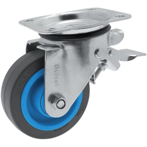 Roulette pivotante à blocage sur platine roue Résilex pour charges lourdes  Maxiroll diamètre 200 mm charge 400 kg