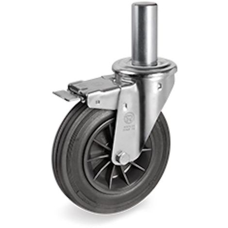 OVBBESS Roulette rotative double roue avec tige filet/ée 6 mm 40 mm Noir