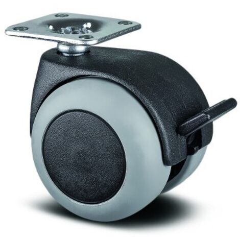 Roulette pivotante à frein table et bureau - platine - ø50mm - Lumina