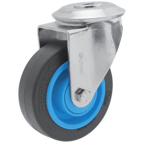 Roulette pivotante à oeil roue Résilex® pour charges moyennes - Gemroll. diamètre 100 mm. charge 150 kg - GUITEL-POINT M