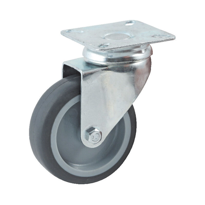 Tente - Roulette diamètre 100mm hauteur 135mm caoutchouc gris platine pivotant - avl - 5578100H
