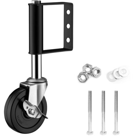 Roulette pivotante à ressort et frein pour porte tournante – Diamètre 10,2 cm, rotation à 360°, charge maximale 100 kg, roulette lourde pour portes de jardin en bois, clôtures et portails