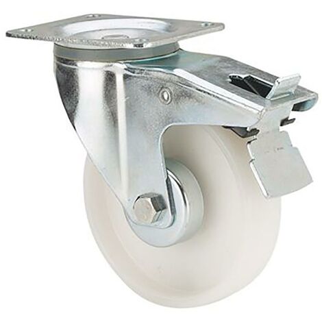 Roulette pivotante avec frein Platinum 130Kg 080Mm Poliamix White Castor Alex Tw0206 Castors