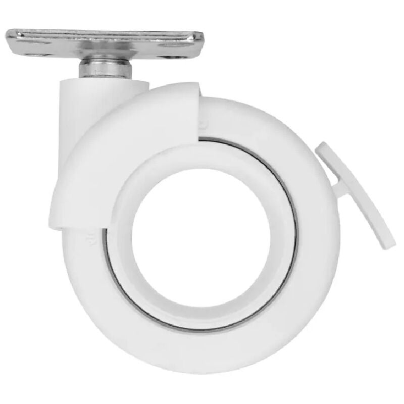 Cime - Roulette pivotante avec freint rotola blanche, 47x47 mm, d. 65 x H.80 mm, entraxe 35x35mm