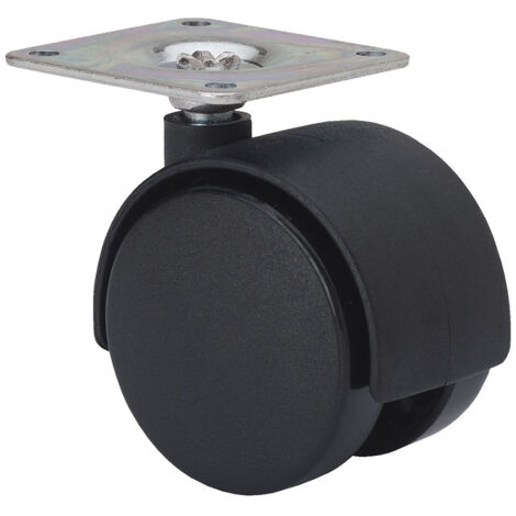Roulette pivotante avec plaque et axe lisse, noire, charge max. charge 20 kg, ø 4 cm