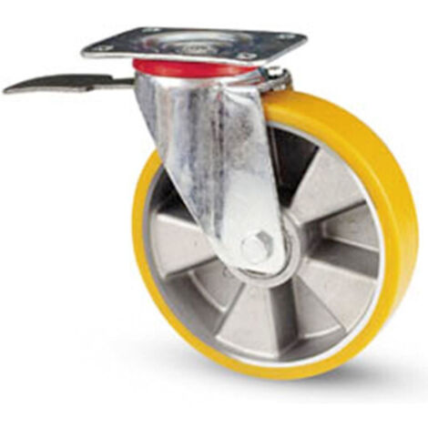 Roulette Pivotante Avec Plaque Et Frein Bande De Roulement En Polyuréthane Avolan Sh A 91 -80 Millimètres -
