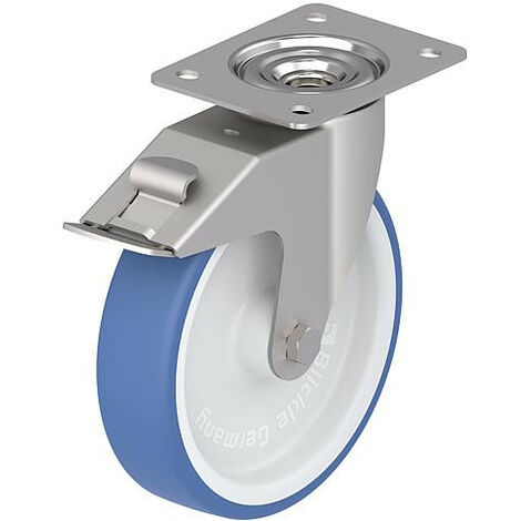 Roulette pivotante BLICKLE inox LEX-POTHS 100G diam.-roue 100mm avec butoir