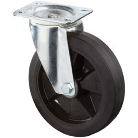 Roulette pivotante BS Rollen, bandage élastique noir Ø 100 mm