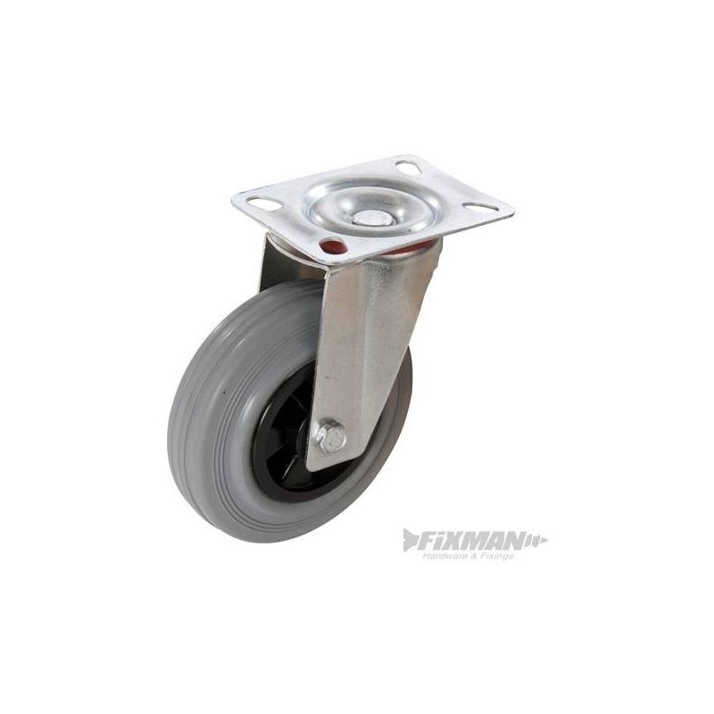 Roulette en caouthcouc pivotante 100 mm 140 kg bleue Fixman 199919