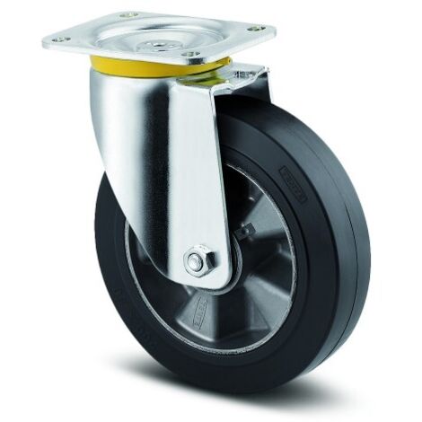 Roulette pivotante caoutchouc - à platine - charge lourde- ø 160 mm - Zeta