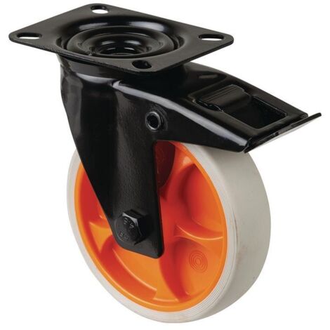 Roulette pivotante D.125mm Trgf.100kg avec caoutchouc fixe 104x80mm gris clair BS ROLLS