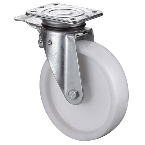 Roulette pivotante de charge lourde  Ø de la roue 125 mm Capacité de charge 6 avec blocage plastique Longueur du plateau138xl110 mm