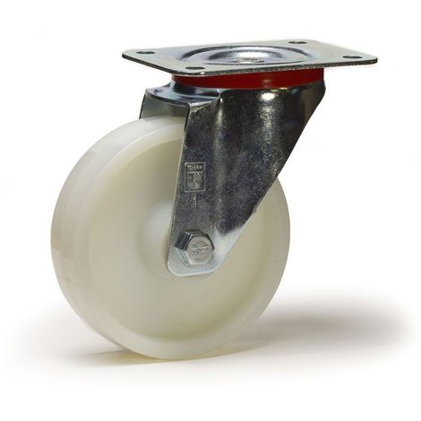 Roulette pivotante diamètre 100 mm roue polyamide blanc - 200 Kg