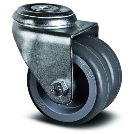 Roulette pivotante double galet - fixation œil - ø 75 mm- Agila Twin