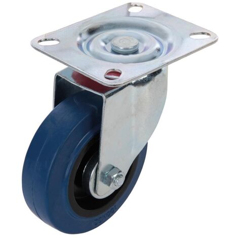 Roulette pivotante en caoutchouc 100 mm, 140 kg, bleu