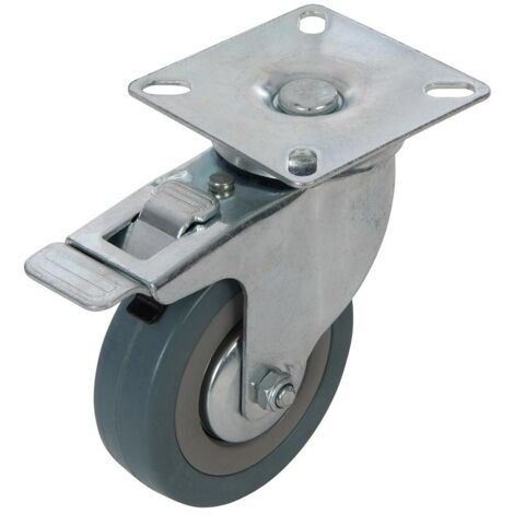 Roulette pivotante en caoutchouc avec frein 75 mm, 50 kg