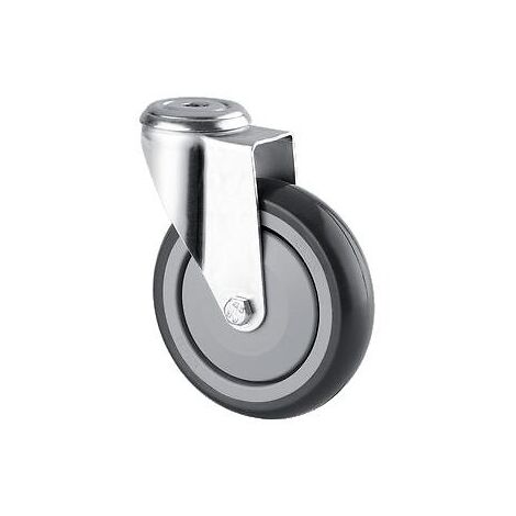 Roulette pivotante fixation à oeil roue polypropylène pour collectivités, diamètre 125 mm, charge 80 kg, type 1670 PIP - Tente