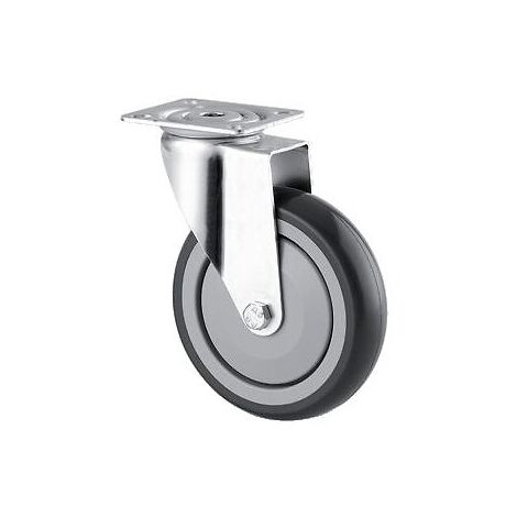 Roulette pivotante fixation à platine roue polypropylène pour collectivités, diamètre 100 mm, charge 70 kg, type 1670 PIP - Tente