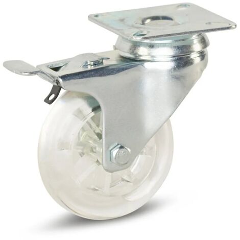Roulette pivotante freinée - MESO - Meuble transparente - Platine - 75mm - 100kg