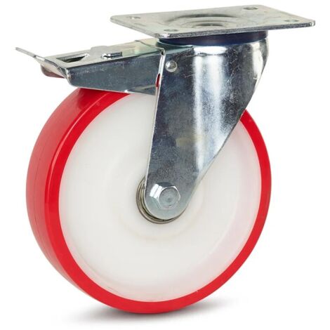 Roulette pivotante freinée - MESO - PU - Platine - 200mm - 400kg