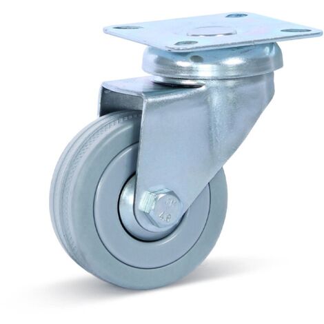 Roulette pivotante - MESO - Caoutchouc gris - Platine - 50mm - 50kg