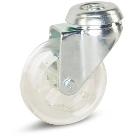 Roulette pivotante - MESO - Meuble transparente - 75mm - 100kg - Trou central