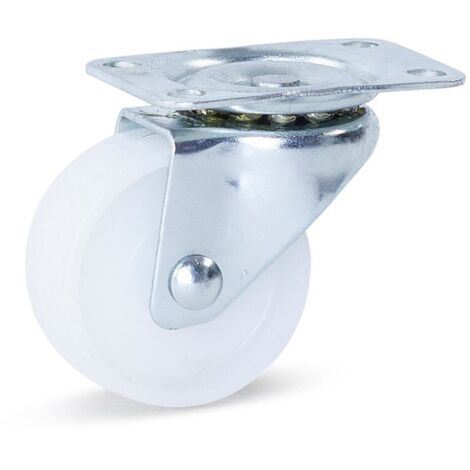 Roulette pivotante - MESO - PP blanc petit - Platine - 45mm - 35kg