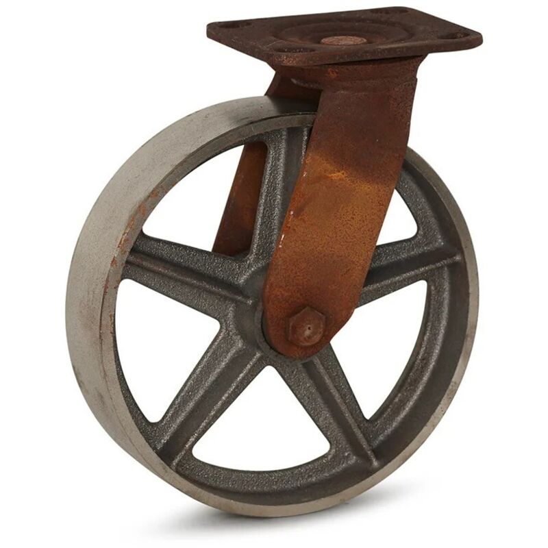 Roulette pivotante - MESO - Vintage rétro fonte - 200mm - Platine - 500kg