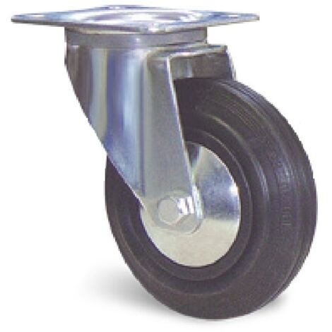 Roulette pivotante platine sans frein D.50 galet caoutchouc noir charge 50kg - GUITEL HERVIEU - 700107