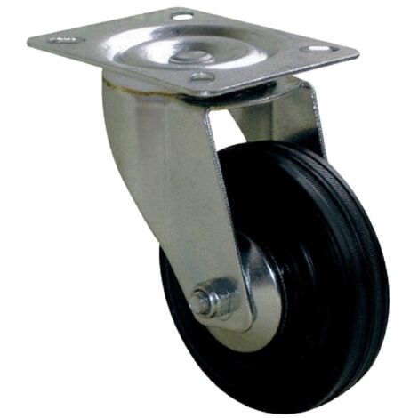 Roulette pivotante platine sans frein D.65 galet caoutchouc noir charge 65kg - GUITEL HERVIEU - 700108