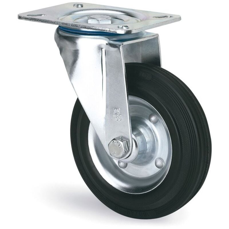 Fourche de roue industrielle Plet Numberg en caoutchouc D- 80 sans frein