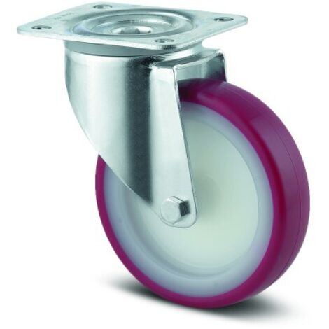Roulette pivotante polyuréthane rouge - charge standard - ø 100 mm - Alpha