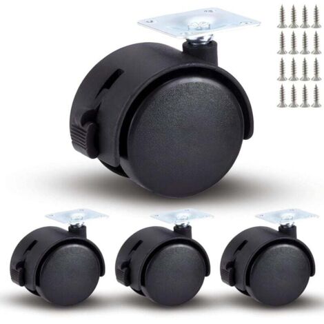 Roulette pivotante pour meuble avec frein, roulette pivotante robuste, lot de 4 (1,5")