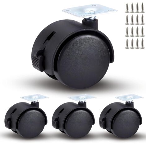 Roulette pivotante pour meuble avec frein, roulette pivotante robuste, lot de 4 (2")