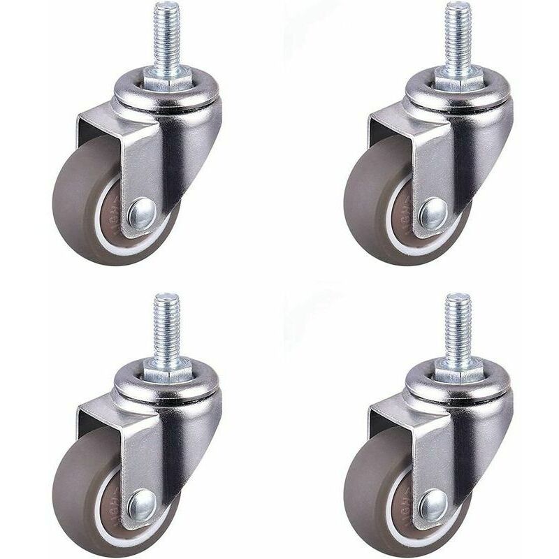 Start - Roulette Pivotante Robuste en Caoutchouc à Tige Filetée Roulettes Chaise Replacement Roulette Mini Roulettes pour Meubles Roulettes Filetées